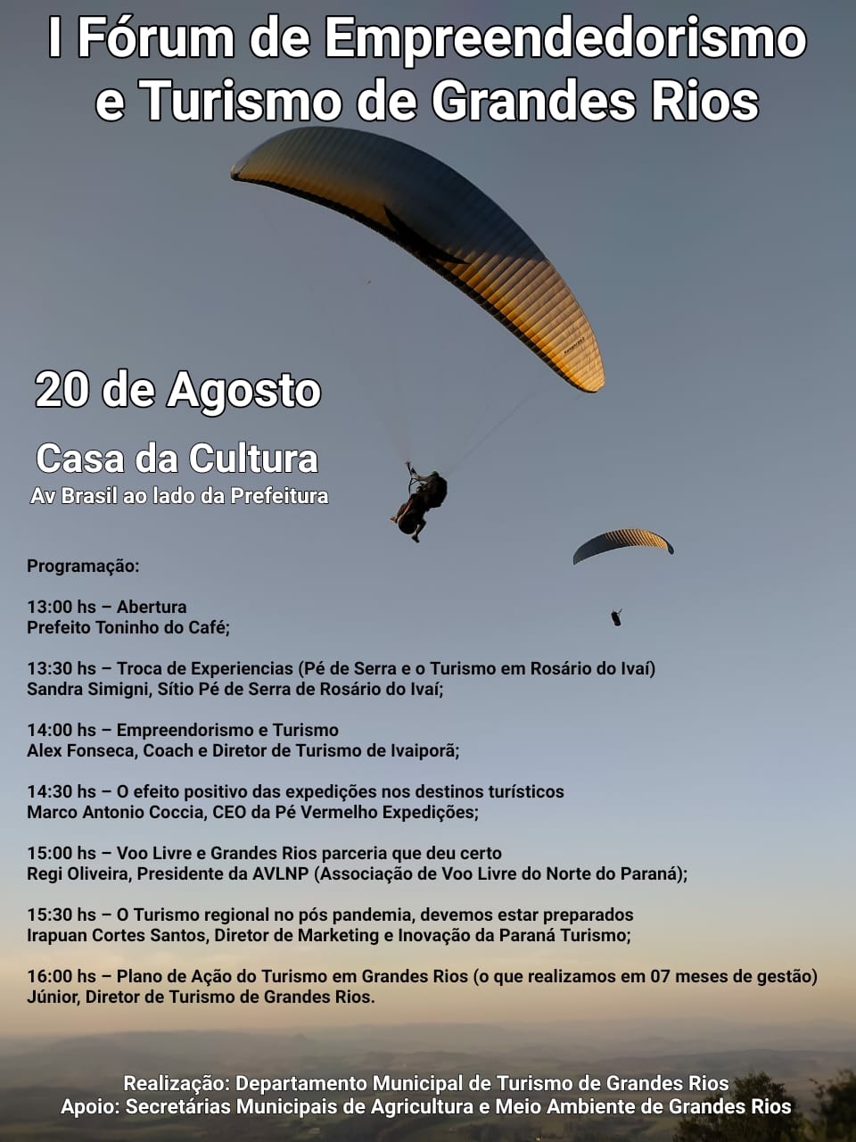 1º Fórum de Empreendedorismo e Turismo de Grandes Rios - 20 de agosto de 2021